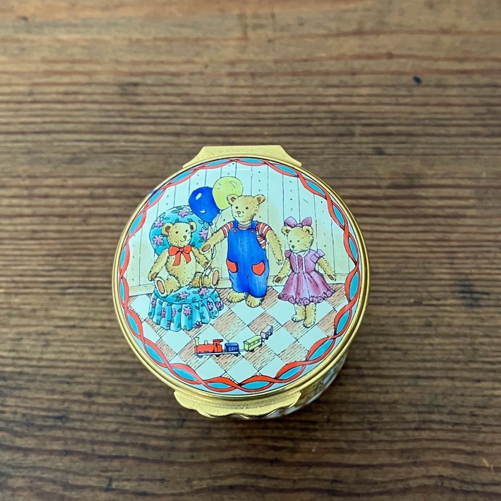 Halycon Days Enamel Teddy Bear Trinket Box